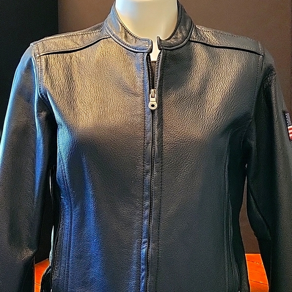 Harley Davidson Black Leather Embroidered Jacket Size Medium - Picture 2 of 6